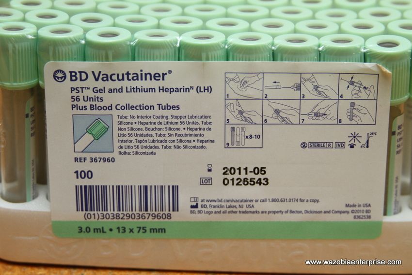 BD VACUTAINER PST GEL LITHIUM HEPARIN LH PLUS BLOOD COLLECTION TUBES