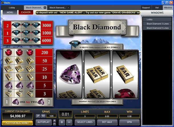 Black Diamond 3 Line Slot Game - TopGame