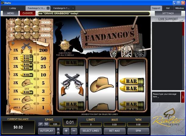 Fandango';s 3 Line Slot - Topgame