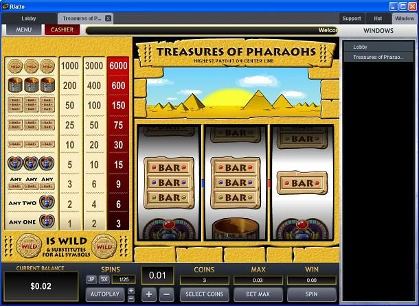 Treasure of Pharaohs 1 Line - TopGame