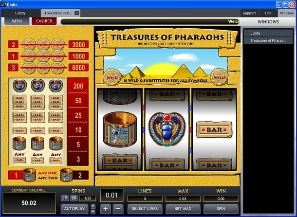 Treasures Of Pharaohs 3 Line