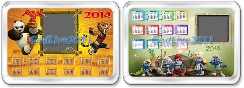 Pack de calendarios 2014 psd png eps ai gratis para imprimir kun fun panda 2 pitufos