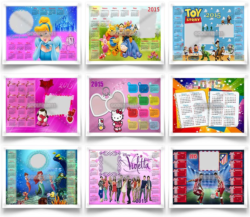 calendarios 2015 psd png infantiles para imprimir