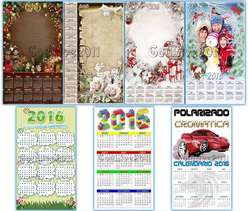 calendario 2016 psd png con foto infantil para niños boda