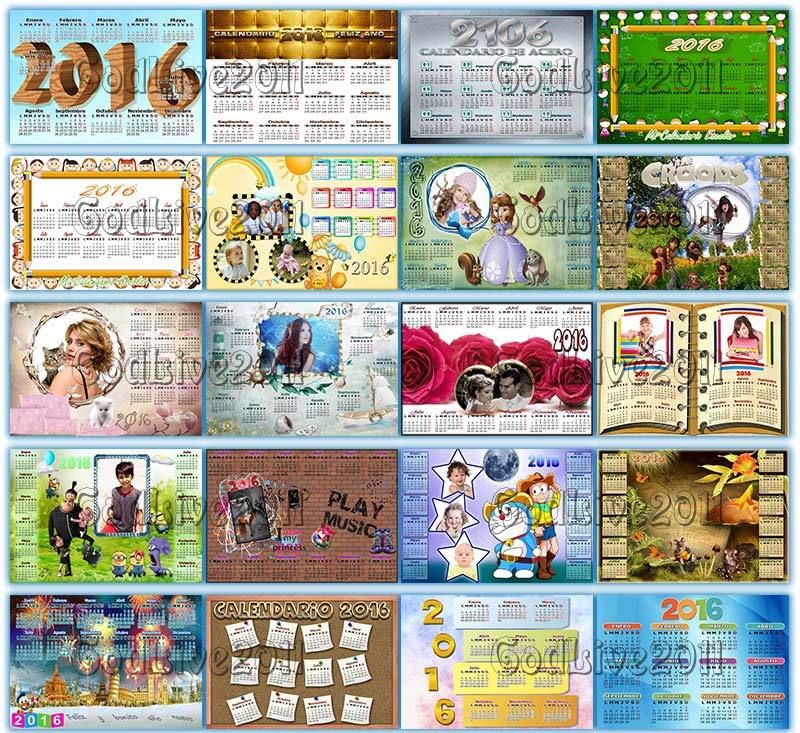 calendarios 2016 psd png para imprimir con foto