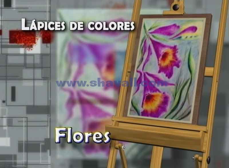 aprender a pintar con lápices de colores flores