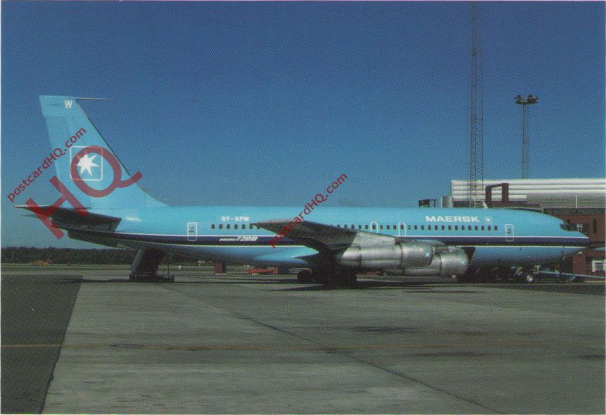 有关以下物品的详细资料: postcard - maersk air boeing 720.