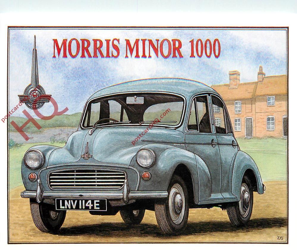 有关以下物品的详细资料: postcard: morris minor 1000, bucklers