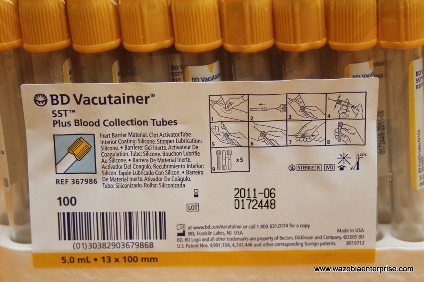 BD VACUTAINER SST PLUS BLOOD COLLECTION TUBES 100/PACK 367986  