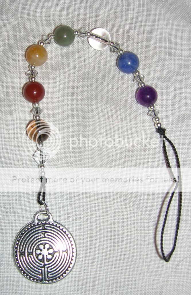 Chakra Meditation Beads/Pendulum   Gemstones, Silver Plated Labyrinth 