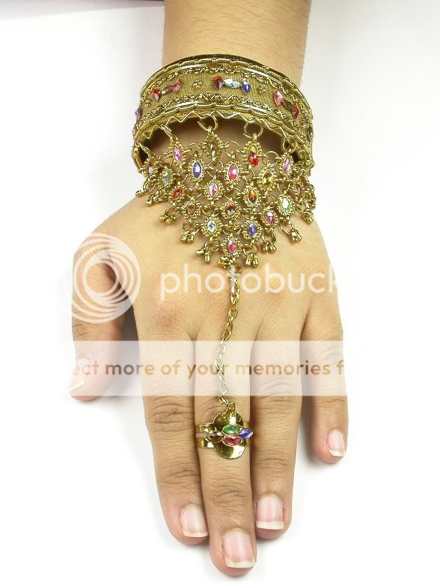 BRIDAL 1 RING MUTLI KUNDAN SLAVE BRACELET  