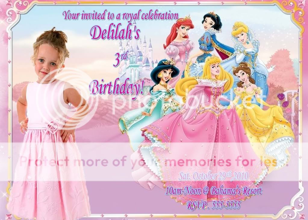 CUSTOM DISNEY PRINCESS BIRTHDAY INVITATIONS  